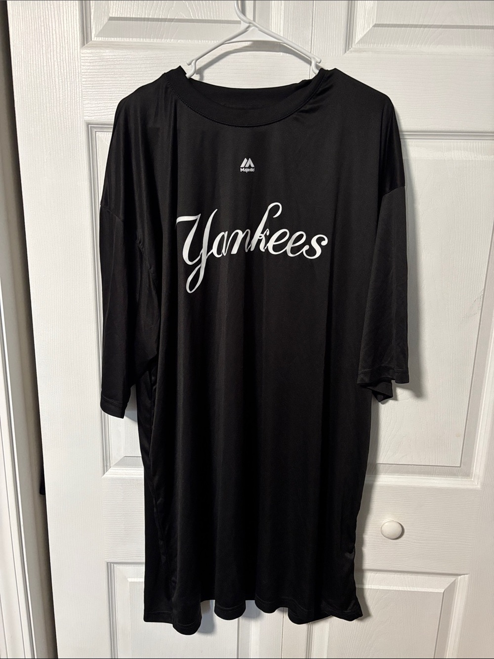 Majestic Black Tee with White Yankees Script